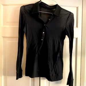 Theory Sheer Knit Black Top Large